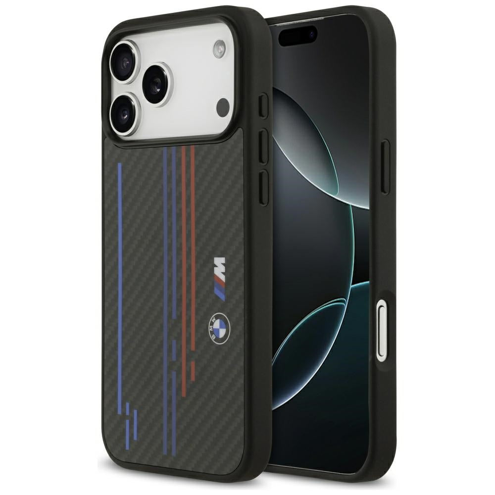 Husa BMW M Kevlar Lines & Logo Magsafe pentru iPhone 17 Pro Max - Negru