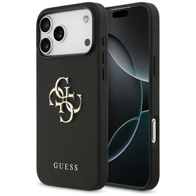 Husa Guess Grained Big 4G & Classic Logo pentru iPhone 17 Pro Max - Negru