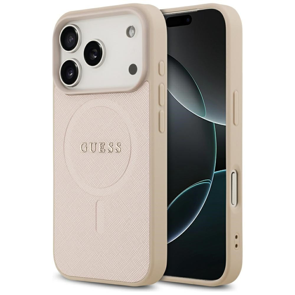 Husa Guess Saffiano Classic Logo Magsafe pentru iPhone 17 Pro - Roz