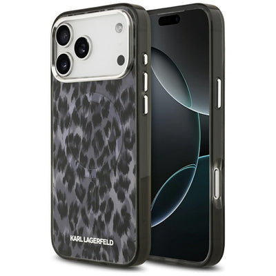 Husa Karl Lagerfeld IML Leopard Pattern Magsafe pentru iPhone 17 Pro Max - Negru