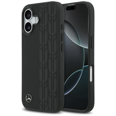 Husa Mercedes Leather Laurel Leaves Magsafe pentru iPhone 17 - Negru