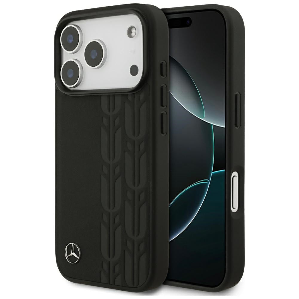 Husa Mercedes Leather Laurel Leaves Magsafe pentru iPhone 17 Pro - Negru