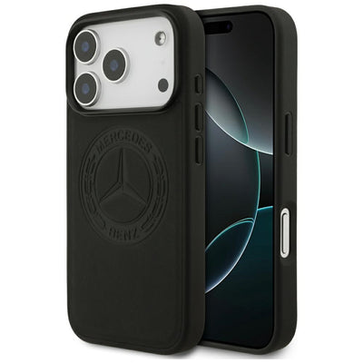 Husa Mercedes Leather Vintage Logo Magsafe pentru iPhone 17 Pro - Negru
