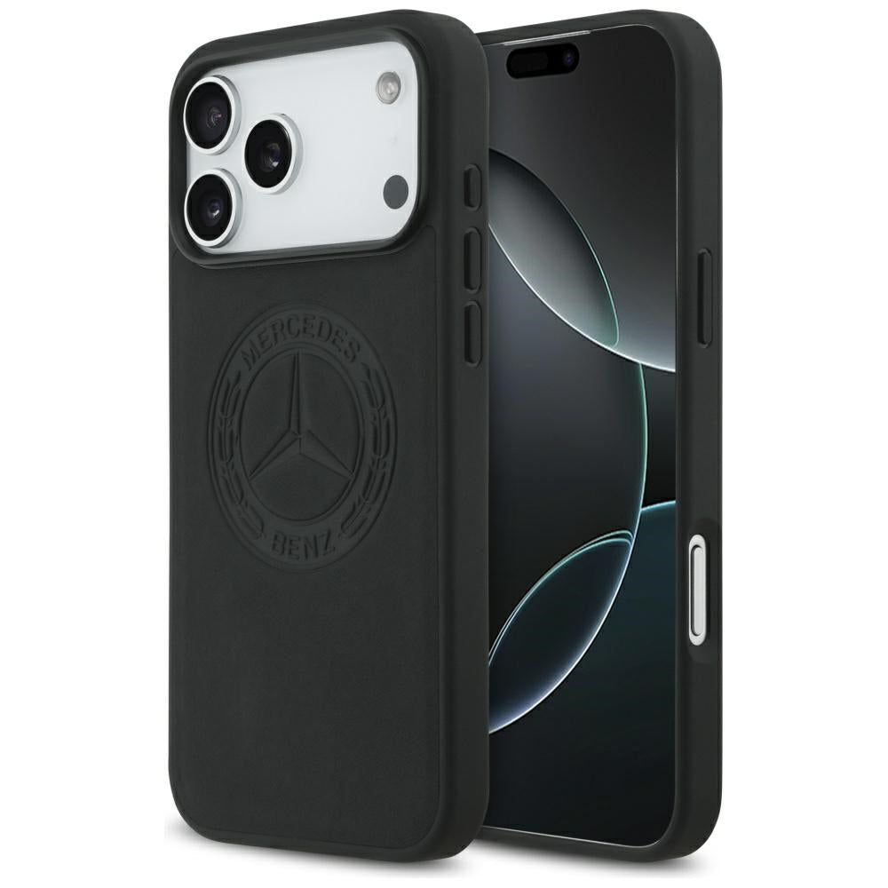 Husa Mercedes Leather Vintage Logo Magsafe pentru iPhone 17 Pro Max - Negru