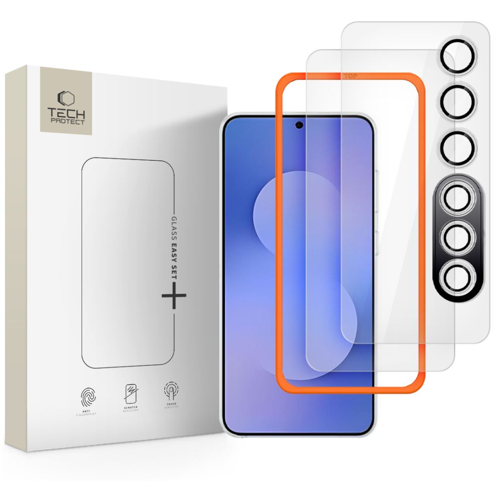 Folie Tech-protect Easy Set+ 3-pack sticla pentru Samsung Galaxy S25 FE - Transparent