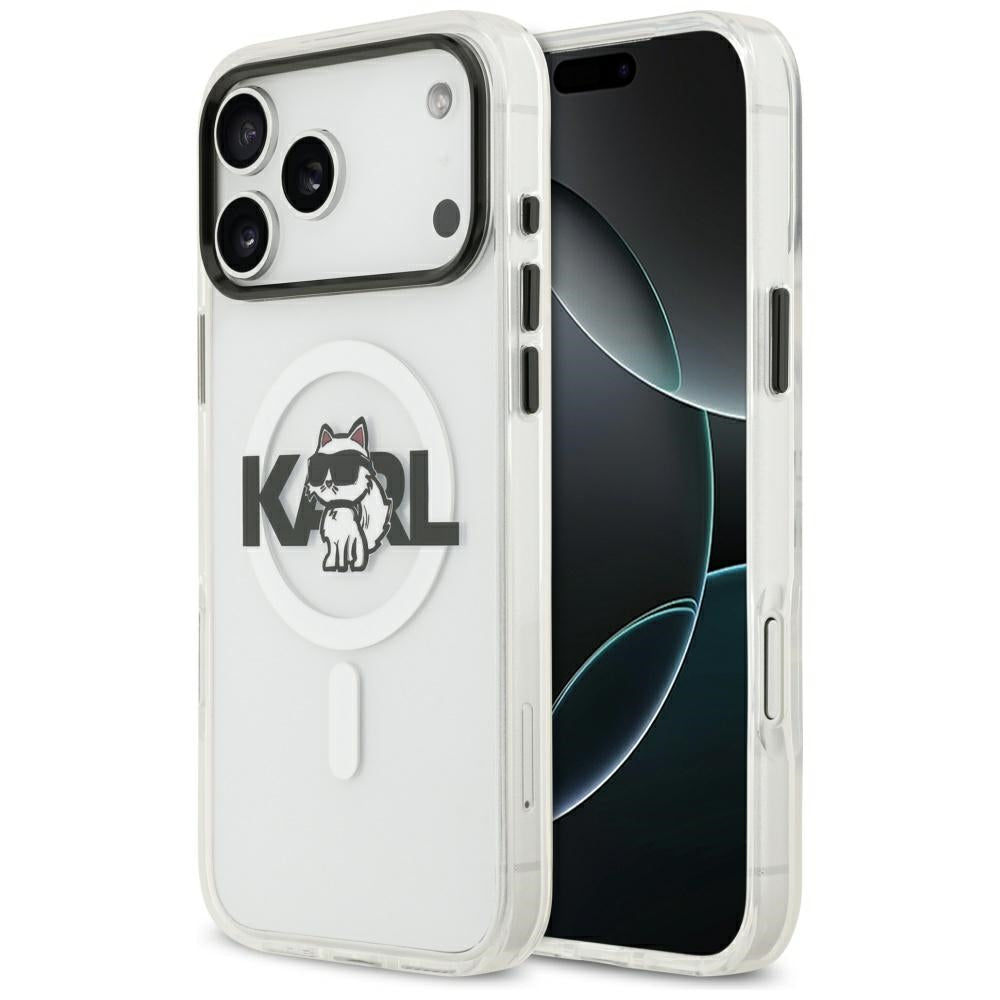 Husa Karl Lagerfeld IML Choupette Sketch Logo Magsafe pentru iPhone 17 Pro Transparent