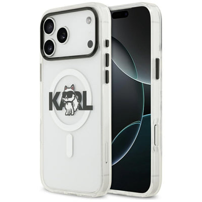 Husa Karl Lagerfeld IML Choupette Sketch Logo Magsafe pentru iPhone 17 Pro Transparent
