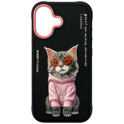 Husa Nimmy Glasses Cool Cat pentru iPhone 17 - Negru