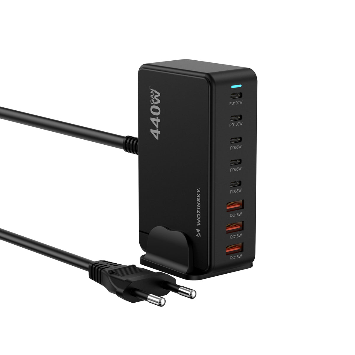 Incarcator priza Wozinsky Gan QC3 Charging Station - 185W - Negru