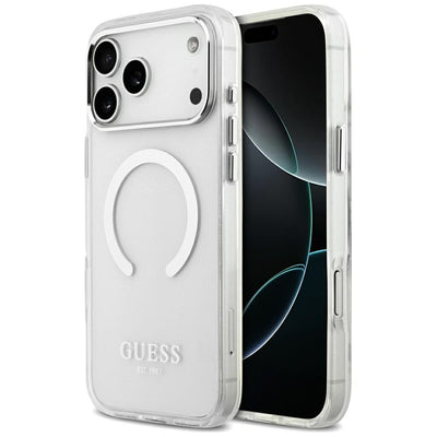 Husa Guess Metal Outline Magsafe pentru iPhone 17 Pro Max - Argintiu