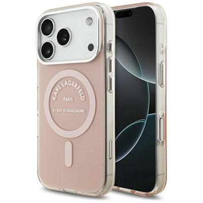 Husa Karl Lagerfeld IML Karl RSG Logo Magsafe pentru iPhone 17 Pro - Roz