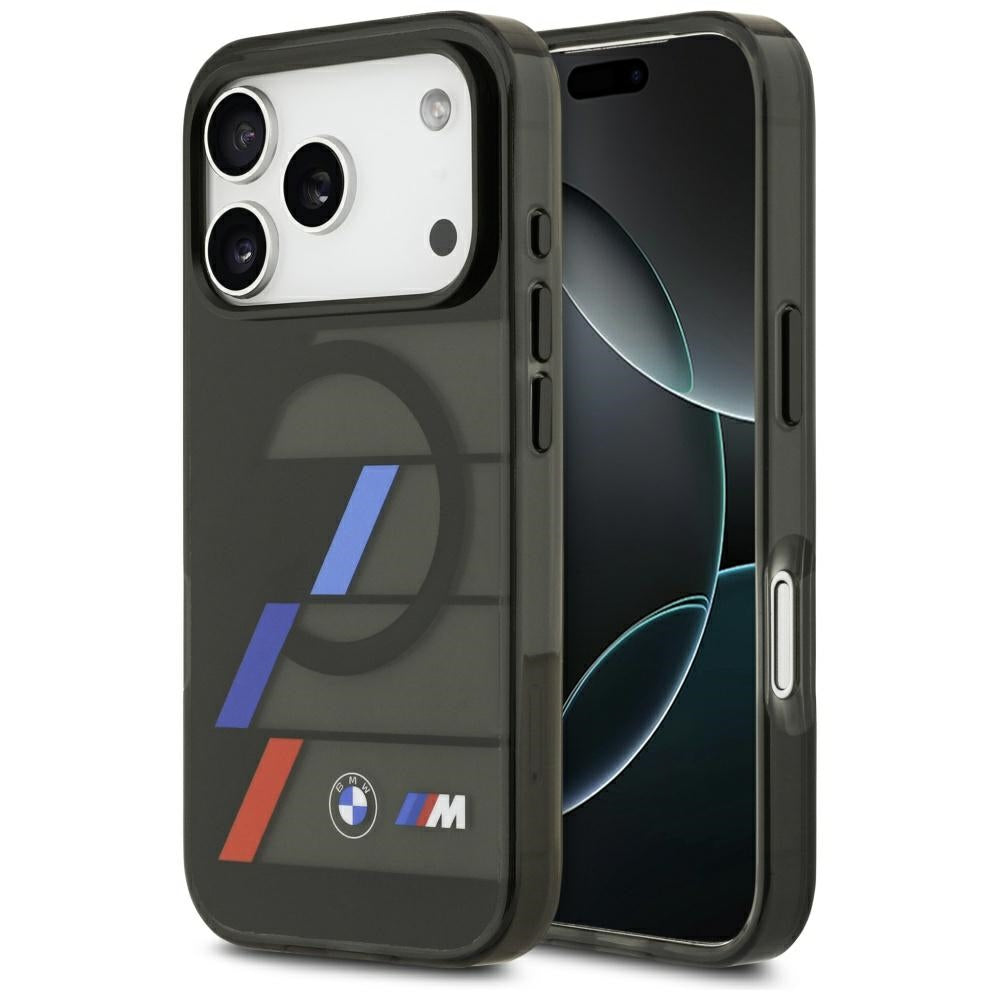Husa BMW M IML Metal Buttons Tricolor Lines Magsafe pentru iPhone 17 Pro - Negru