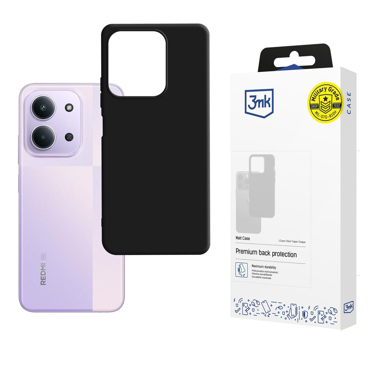 Husa 3mk Matt pentru Xiaomi Redmi 15C 4G / 5G (173mm) - Negru