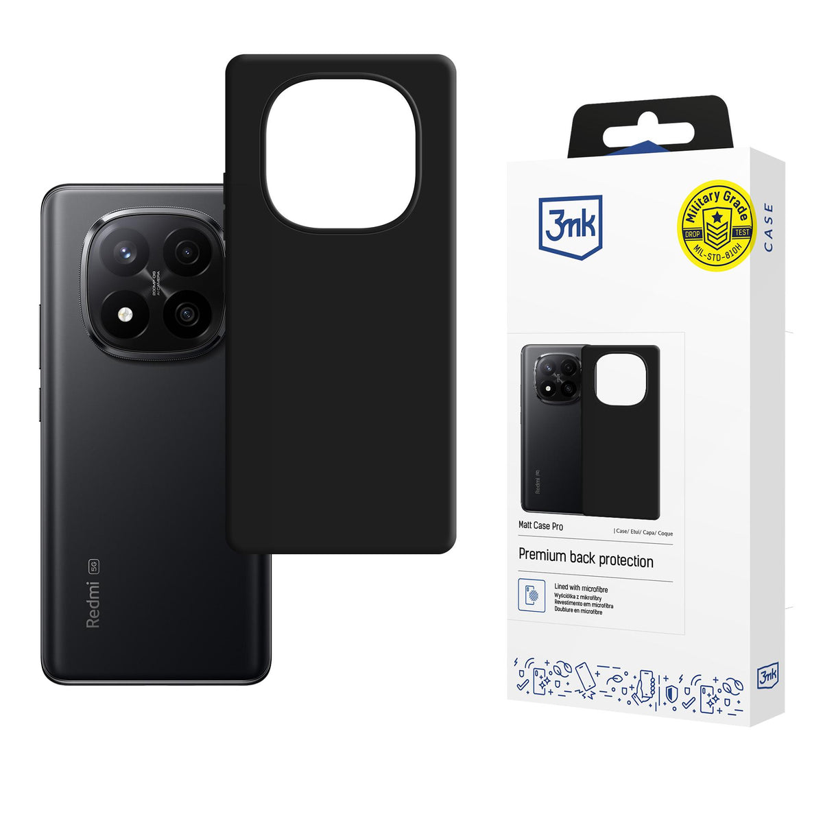 Husa 3mk Matt Pro pentru Xiaomi Redmi Note 15 Pro+ 5G - Matte Negru