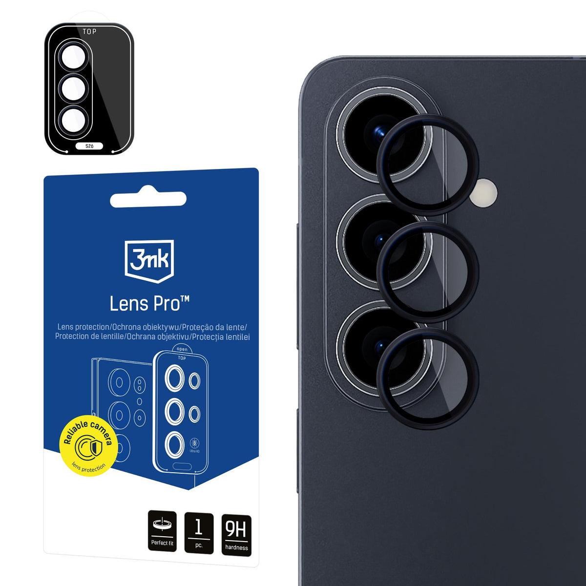 Folie 3mk Lens Protection Pro Negru Hybrid Glass pentru The Camera Lens On The Samsung Galaxy S26 Pro