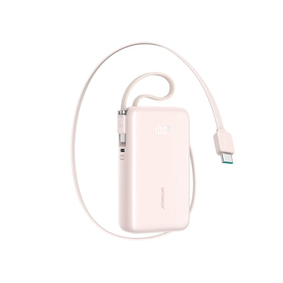 Cablu Joyroom 10000mAh 35W Acumulator extern cu Built-in Retractable Usb-c si Usb-c Lanyard - Roz