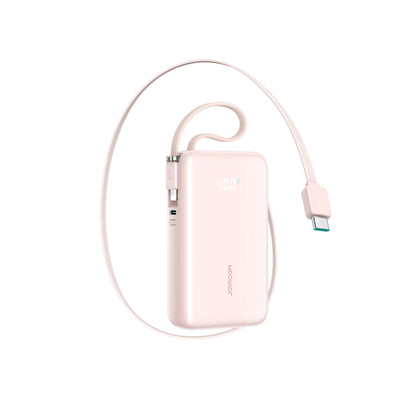 Cablu Joyroom 10000mAh 35W Acumulator extern cu Built-in Retractable Usb-c si Lightning Lanyard - Roz