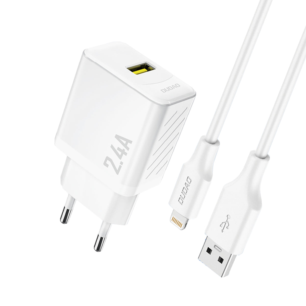 Cablu Dudao A23leu 2.4A Gan EU Usb-a Incarcator priza cu Usb-a To Lightning - Alb