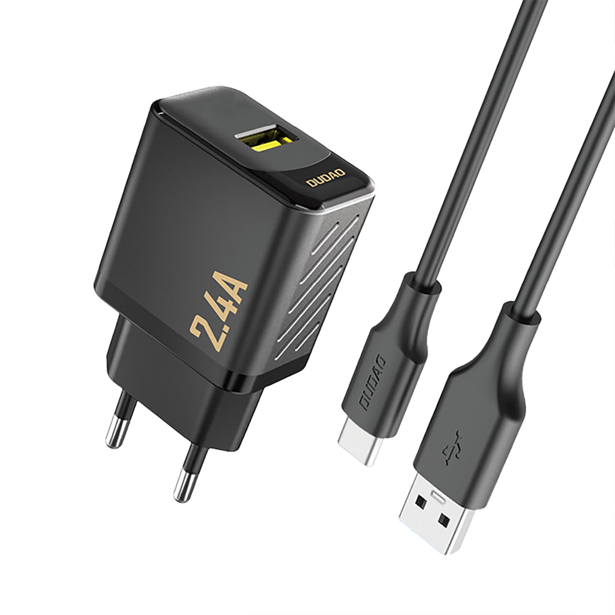 Cablu Dudao A23teu 2.4A Gan Usb-a Incarcator priza cu Usb-a - Usb-c - Negru