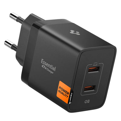 Incarcator priza Spigen Essential Ee472eu 2-port Usc-c 47W - Negru