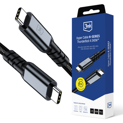 Cablu 3mk Hyper N-series Thunderbolt 4 Usb-c / Usb-c 1m 48V/5A 40Gb/S 240W 8K60Hz - Negru