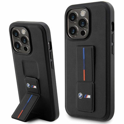 Husa BMW Grip Stand Hot Stamp iPhone 14 Pro - Negru