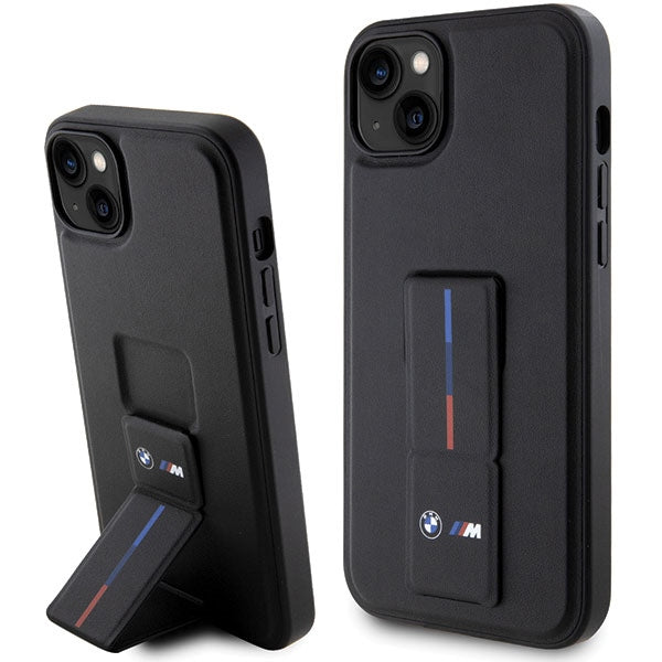 Husa BMW Grip Stand Hot Stamp pentru iPhone 14 Plus / 15 Plus - Negru