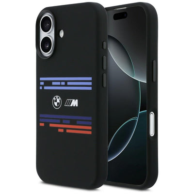 Husa BMW M Silicon Horizontal Line Magsafe pentru iPhone 17 - Negru