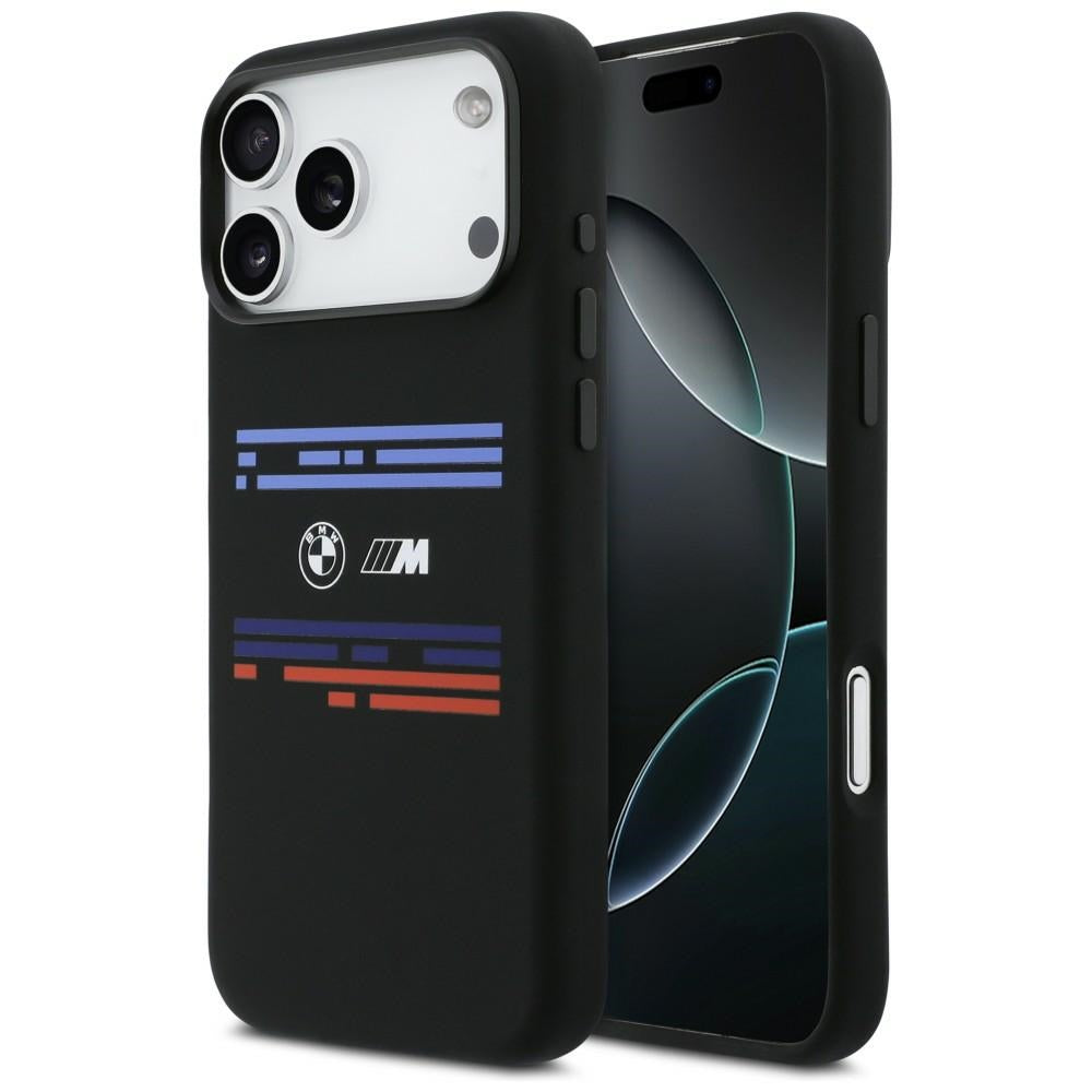 Husa BMW M Silicon Horizontal Line Magsafe pentru iPhone 17 Pro Max - Negru