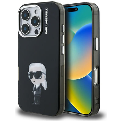 Husa Karl Lagerfeld IML Aquarelle Karl & Logo Magsafe pentru iPhone 16 Pro - Negru