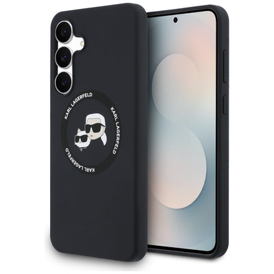 Husa Karl Lagerfeld Silicone Karl & Choupette Heads Magsafe pentru Samsung Galaxy S25 FE - Negru