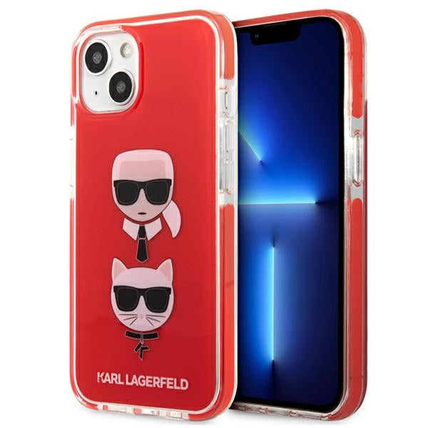 Husa Karl Lagerfeld Karl&Choupette Head Na iPhone 13/ 14 / 15 - Czerwone