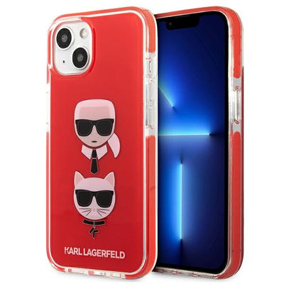 Husa Karl Lagerfeld Karl&Choupette Head Na iPhone 13/ 14 / 15 - Czerwone