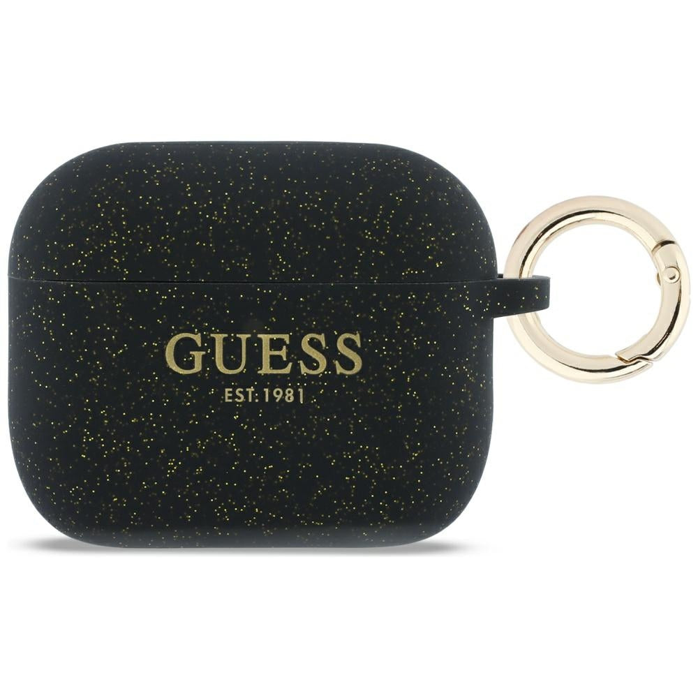Husa Guess Silicone Glitter Ring pentru AirPods Pro 3 - Negru