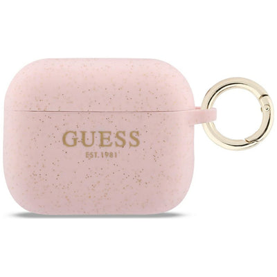 Husa Guess Silicone Glitter Ring pentru AirPods Pro 3 - Roz
