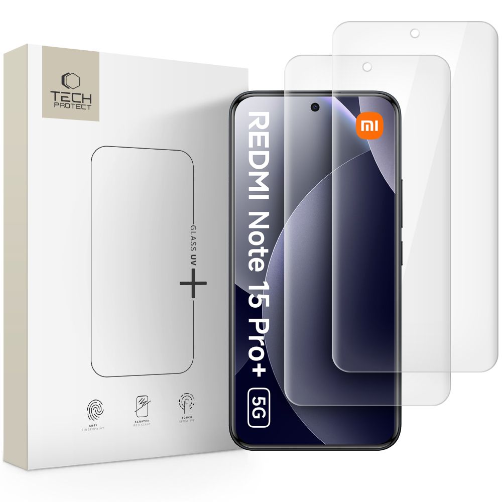 Folie Tech-protect Glass UV+ 2-Pack sticla pentru Xiaomi Redmi Note 15 Pro+ 5G