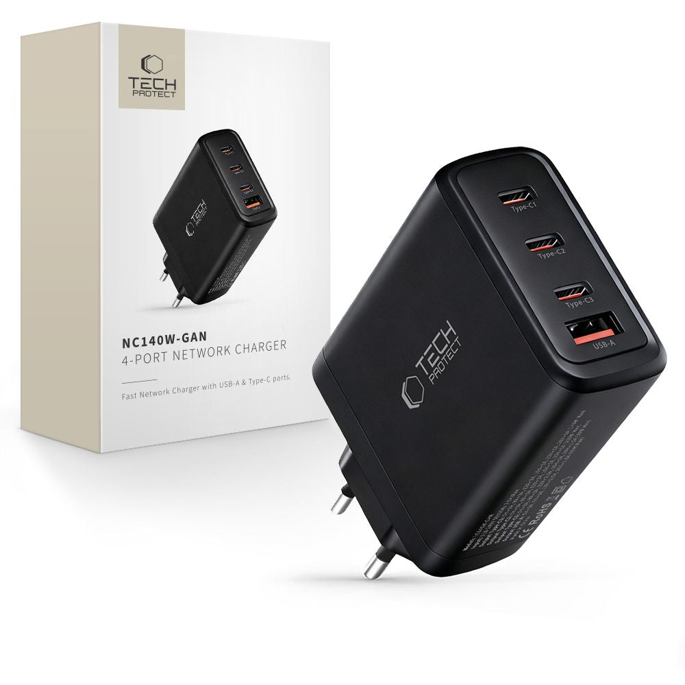 Incarcator priza Tech-protect Nc140w-gan 4-Port 140W - Negru