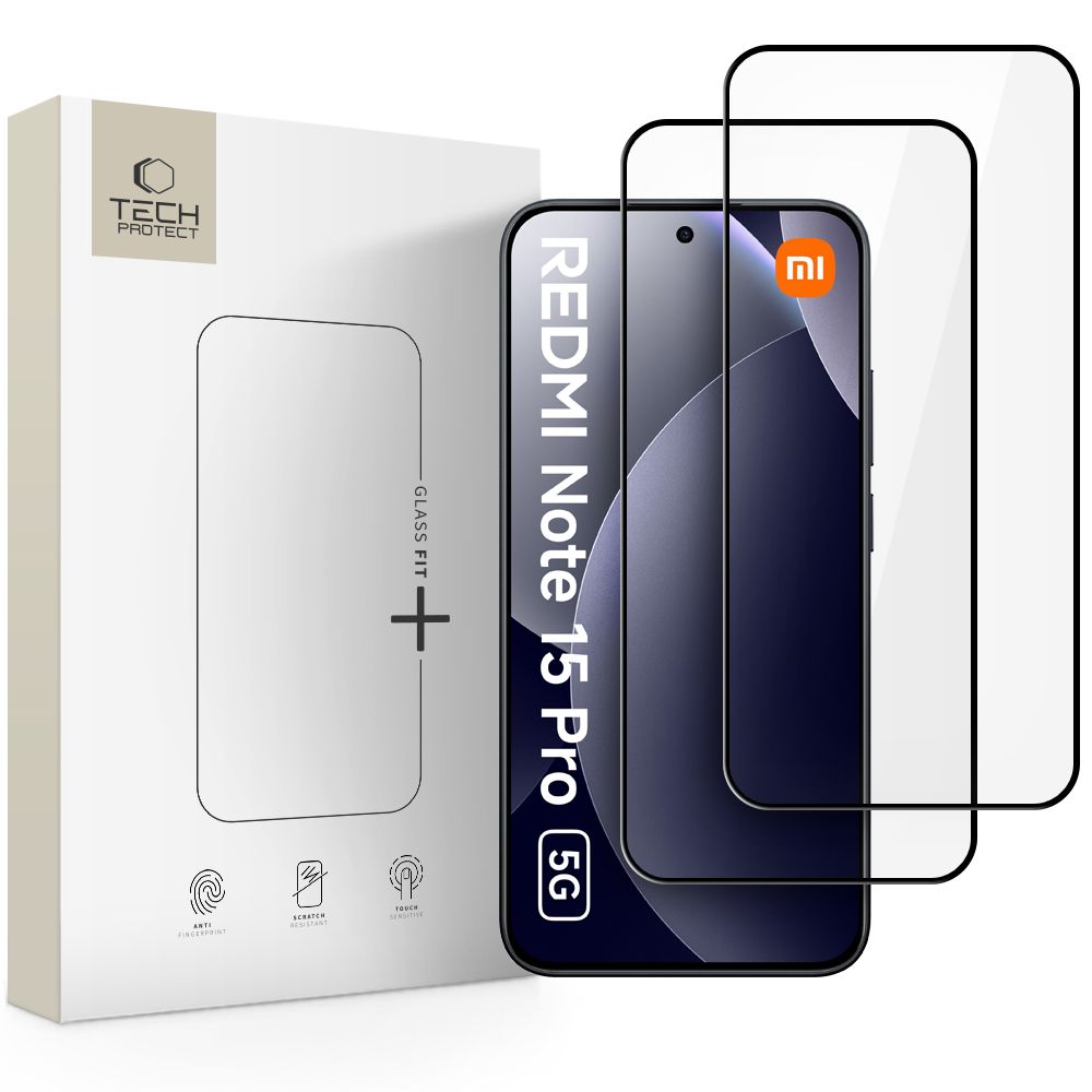 Folie Tech-protect Glass Fit+ 2-Pack sticla pentru Xiaomi Redmi Note 15 Pro 5G - Negru