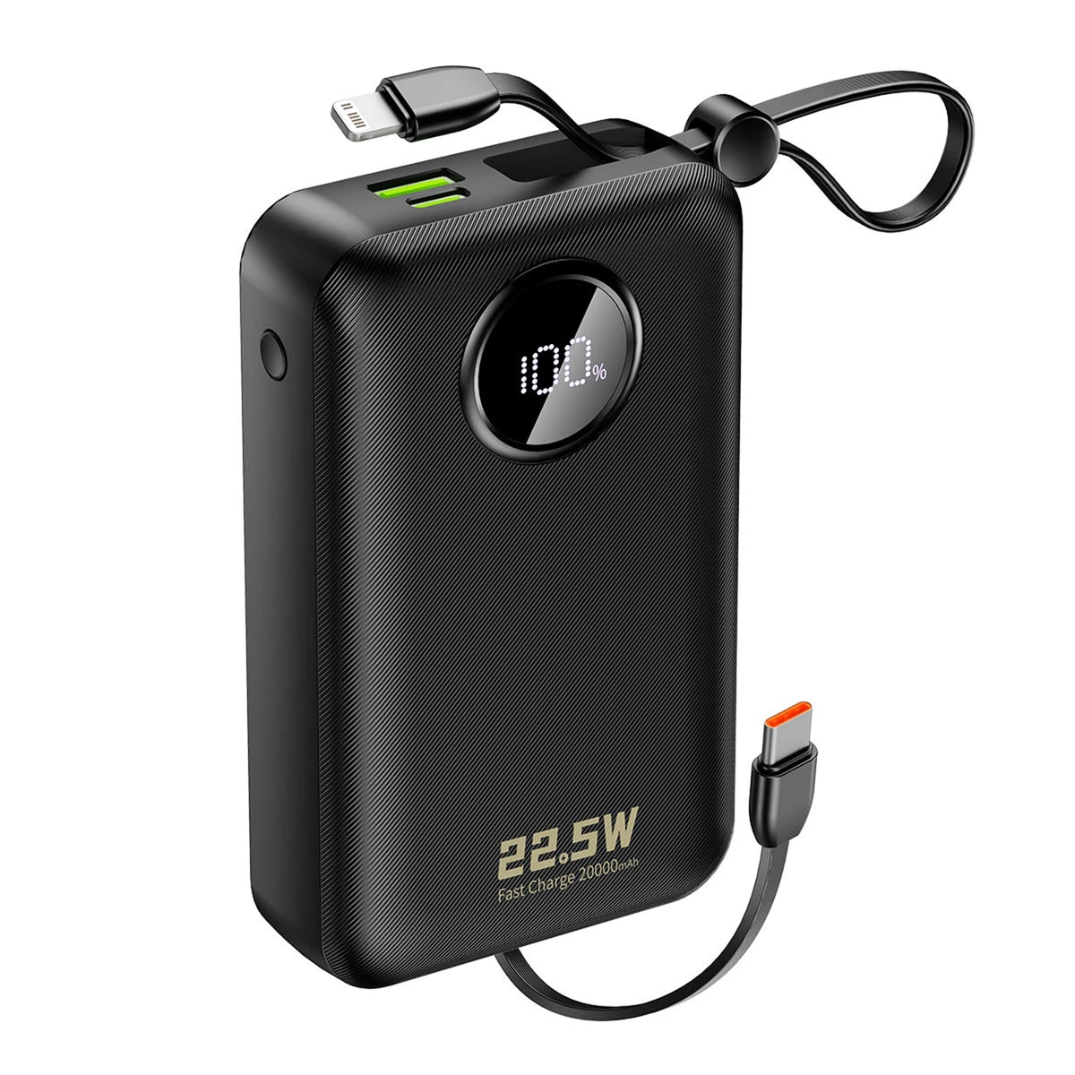 Cablu Dudao K14+ Acumulator extern 20000mAh 22.5W Usb-c / Usb-a / Built-in Lightning And Usb-c - Negru