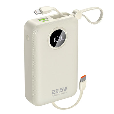 Cablu Dudao K14+ Acumulator extern 20000mAh 22.5W Usb-c / Usb-a / Built-in Lightning And Usb-c - Alb