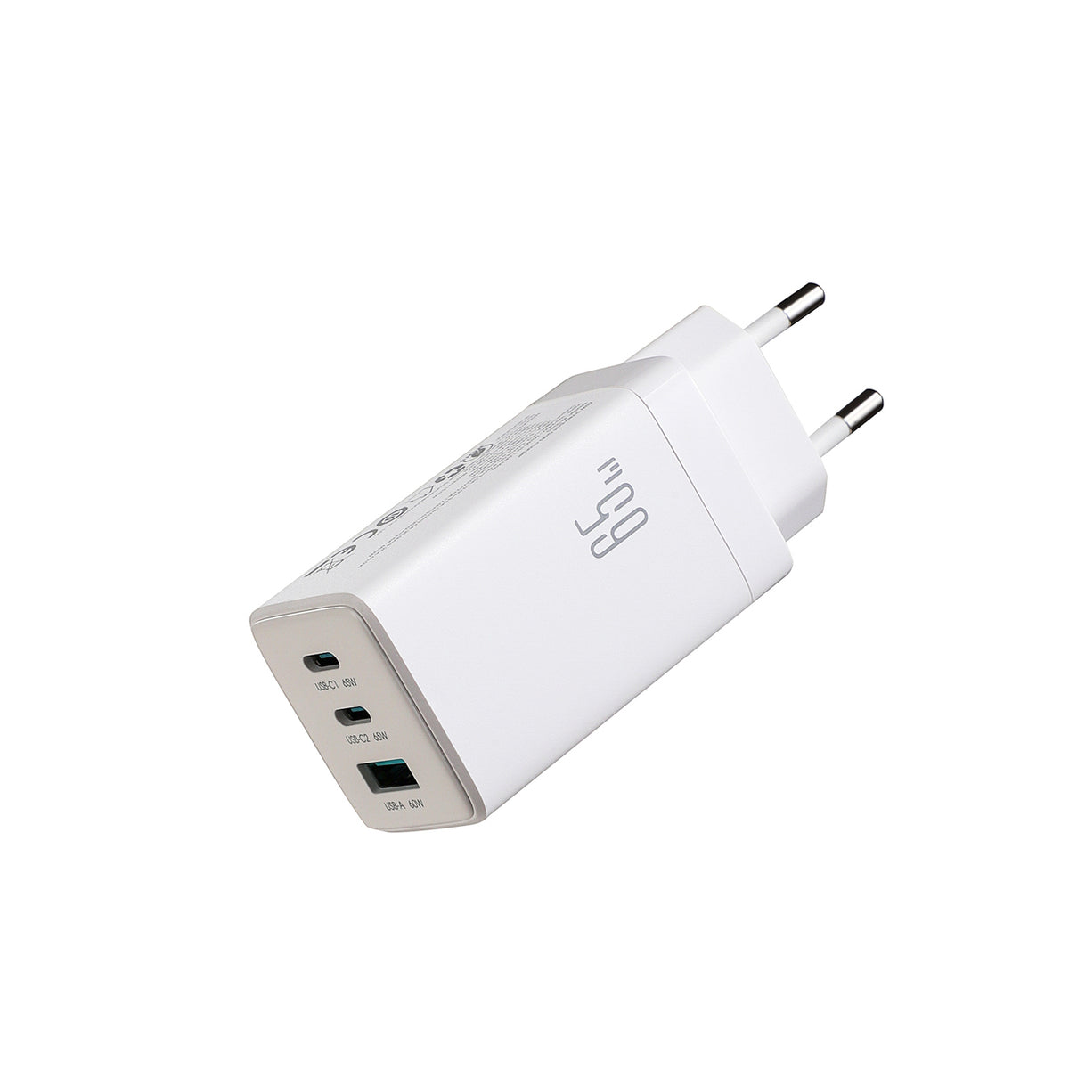 Cablu Joyroom 65W Gan 2x Usb-c + Usb-a Incarcator priza cu 65W Usb-c - Usb-c 1.2m - Alb