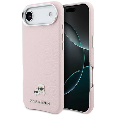 Husa Karl Lagerfeld Karl & Choupette Head Pins Saffiano Magsafe iPhone Air - Roz