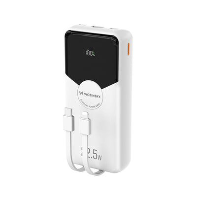 Cablu Wozinsky Wfc-15w 20000mAh 22.5W Pd20w Acumulator extern cu Built-in Lightning And Usb-c - Alb