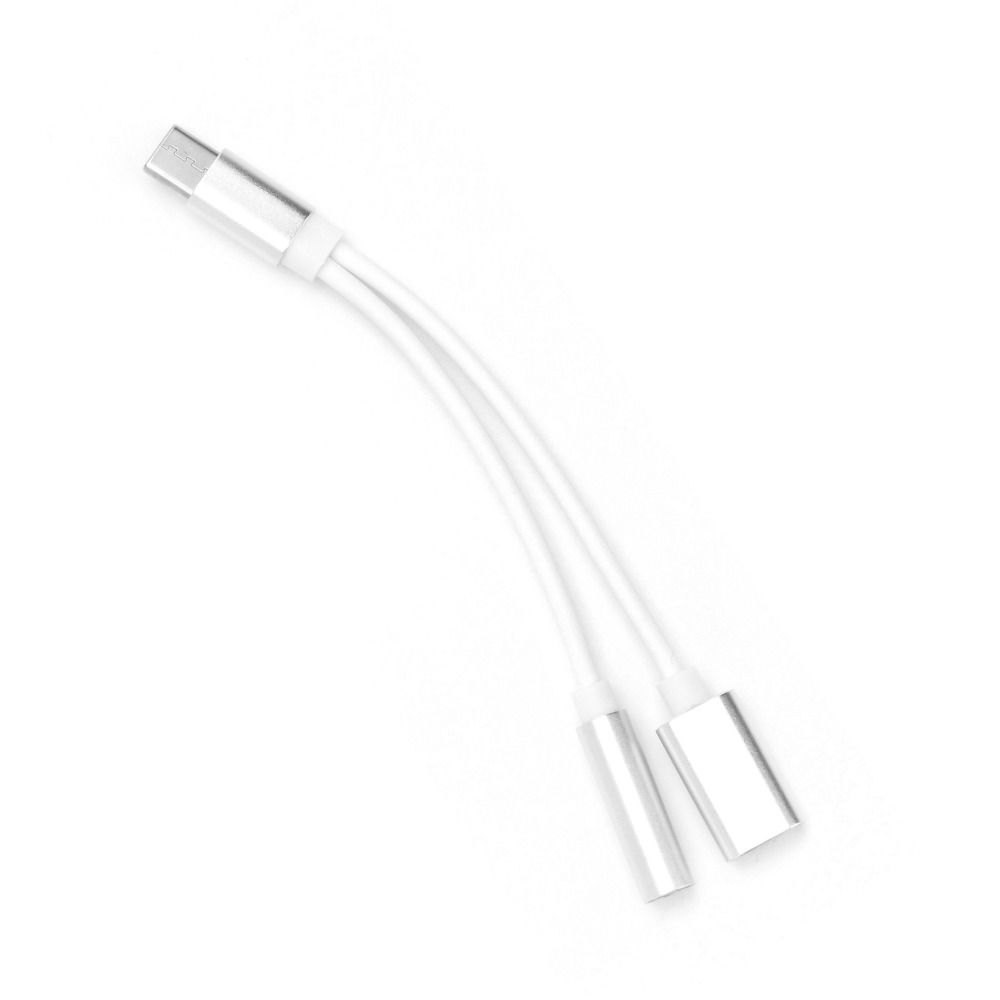 Adaptor AUX 2in1 Type C (Male) To Type C (Female) / Jack 3,5 Mm (Female) Alb