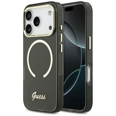 Husa Guess IML Script Metal Magsafe pentru iPhone 17 Pro Max - Negru