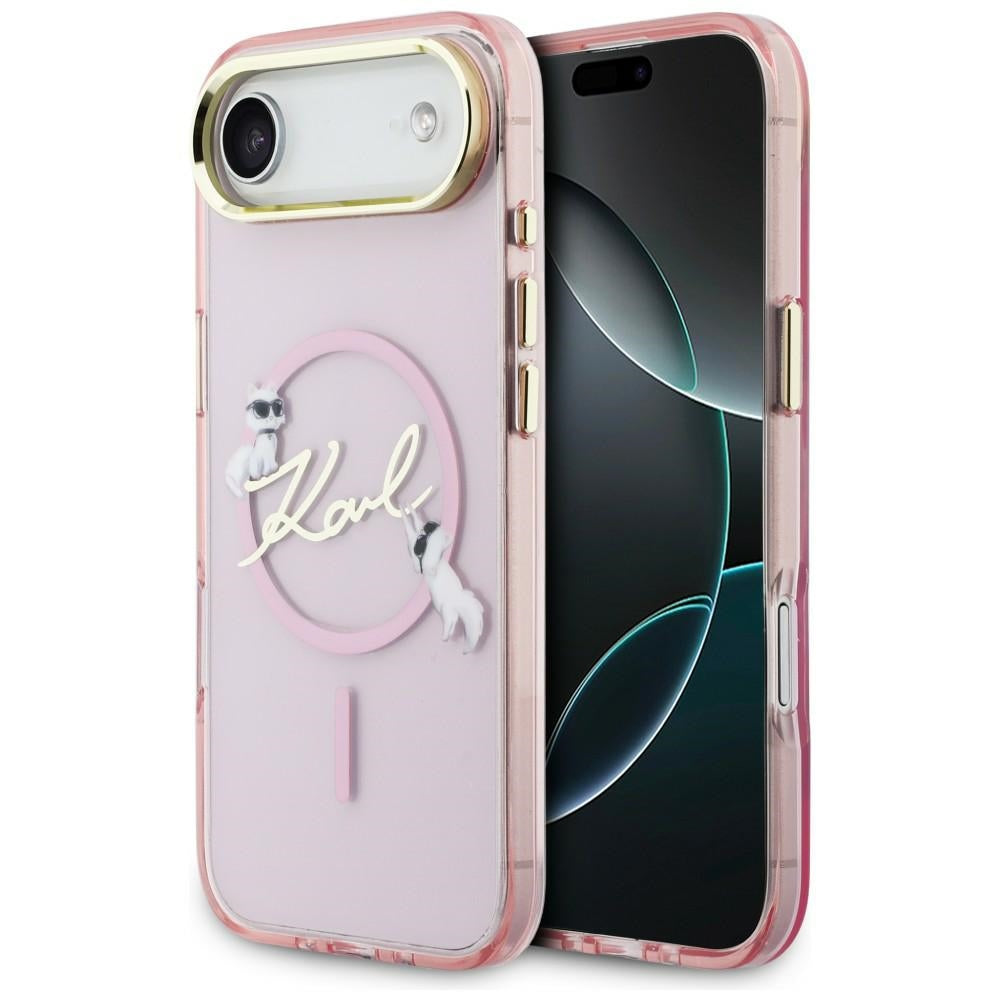 Husa Karl Lagerfeld IML Choupettes Karl Script Logo Magsafe iPhone Air - Roz