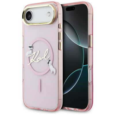 Husa Karl Lagerfeld IML Choupettes Karl Script Logo Magsafe iPhone Air - Roz