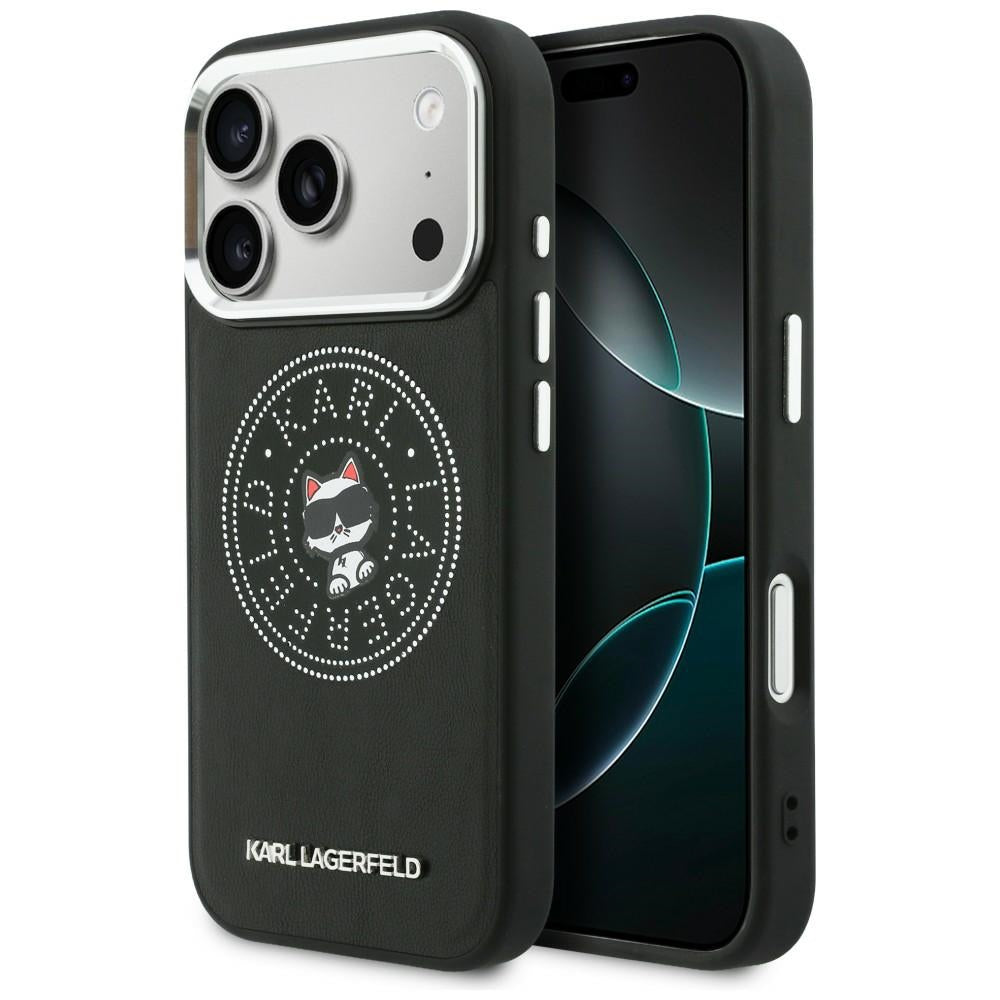 Husa Karl Lagerfeld Point & Choupette Sketch Magsafe pentru iPhone 17 Pro Max - Negru