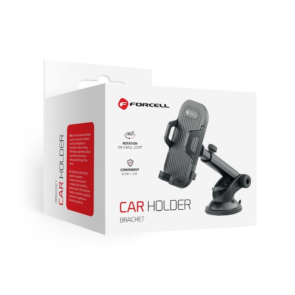 Suport Forcell Car Phone F-grip Carbon Bracket Mounting Arm Windshield / Dashboard Negru