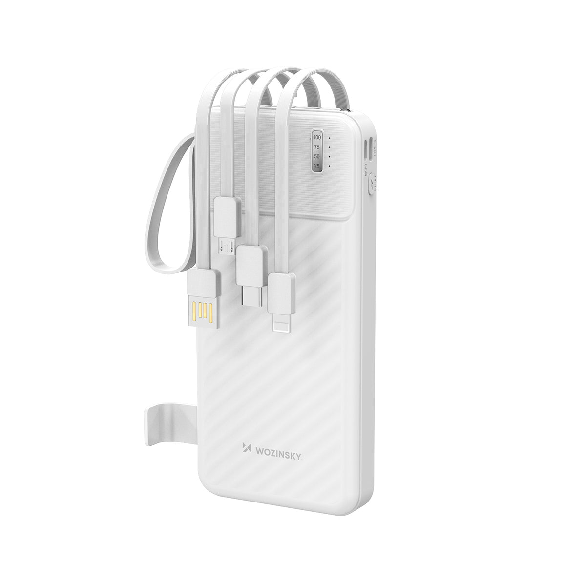 Cablu Wozinsky W11-w 10000mAh 10W Acumulator extern cu Built-in And Flashlight - Alb